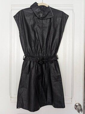 Vintage Berman's New Wave Punk Genuine Leather Zipper Dress